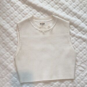 YoungLA White Ribbed Sleeveless Cropped Top
